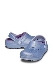Crocs Blue Kids Classic Glitter Lined Clogs - Image 3 of 5