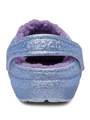 Crocs Blue Kids Classic Glitter Lined Clogs - Image 4 of 5