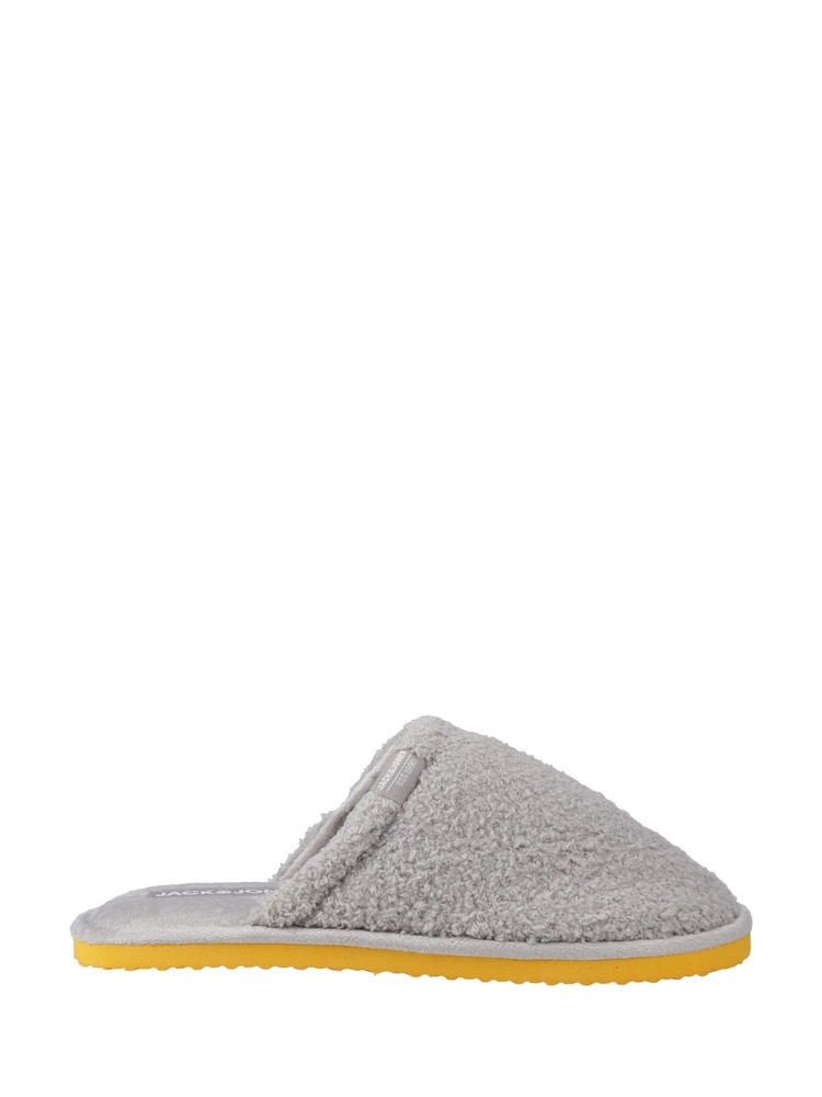 JACK & JONES Grey Harry Fluff Slippers - Image 1 of 4