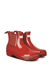 Hunter Womens Red Original Chelsea Gloss Boots - Image 2 of 3