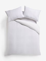 White 100% Cotton Waffle 300 Thread Count Sateen Duvet Cover and Pillowcase Set - Image 1 of 11