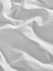 White 100% Cotton Waffle 300 Thread Count Sateen Duvet Cover and Pillowcase Set - Image 10 of 11