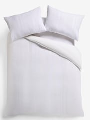 White 100% Cotton Waffle 300 Thread Count Sateen Duvet Cover and Pillowcase Set - Image 11 of 11