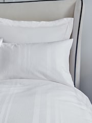 White 100% Cotton Waffle 300 Thread Count Sateen Duvet Cover and Pillowcase Set - Image 3 of 11