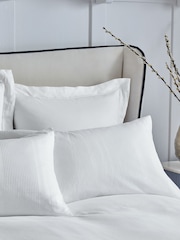 White 100% Cotton Waffle 300 Thread Count Sateen Duvet Cover and Pillowcase Set - Image 4 of 11
