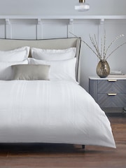 White 100% Cotton Waffle 300 Thread Count Sateen Duvet Cover and Pillowcase Set - Image 8 of 11