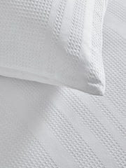 White 100% Cotton Waffle 300 Thread Count Sateen Duvet Cover and Pillowcase Set - Image 9 of 11