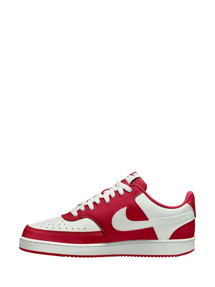 Nike Red/White Court Vision Low Trainers - Image 2 of 4