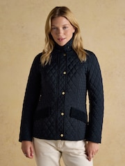 Joules Highclere Navy Showerproof Diamond Quilted Jacket - Image 1 of 12