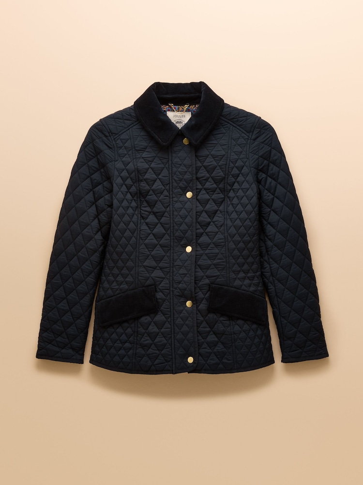 Joules Highclere Navy Showerproof Diamond Quilted Jacket - Image 12 of 12