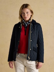 Joules Highclere Navy Showerproof Diamond Quilted Jacket - Image 3 of 12