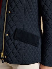 Joules Highclere Navy Showerproof Diamond Quilted Jacket - Image 4 of 12
