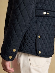 Joules Highclere Navy Showerproof Diamond Quilted Jacket - Image 5 of 12