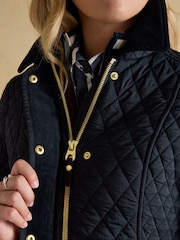 Joules Highclere Navy Showerproof Diamond Quilted Jacket - Image 8 of 12