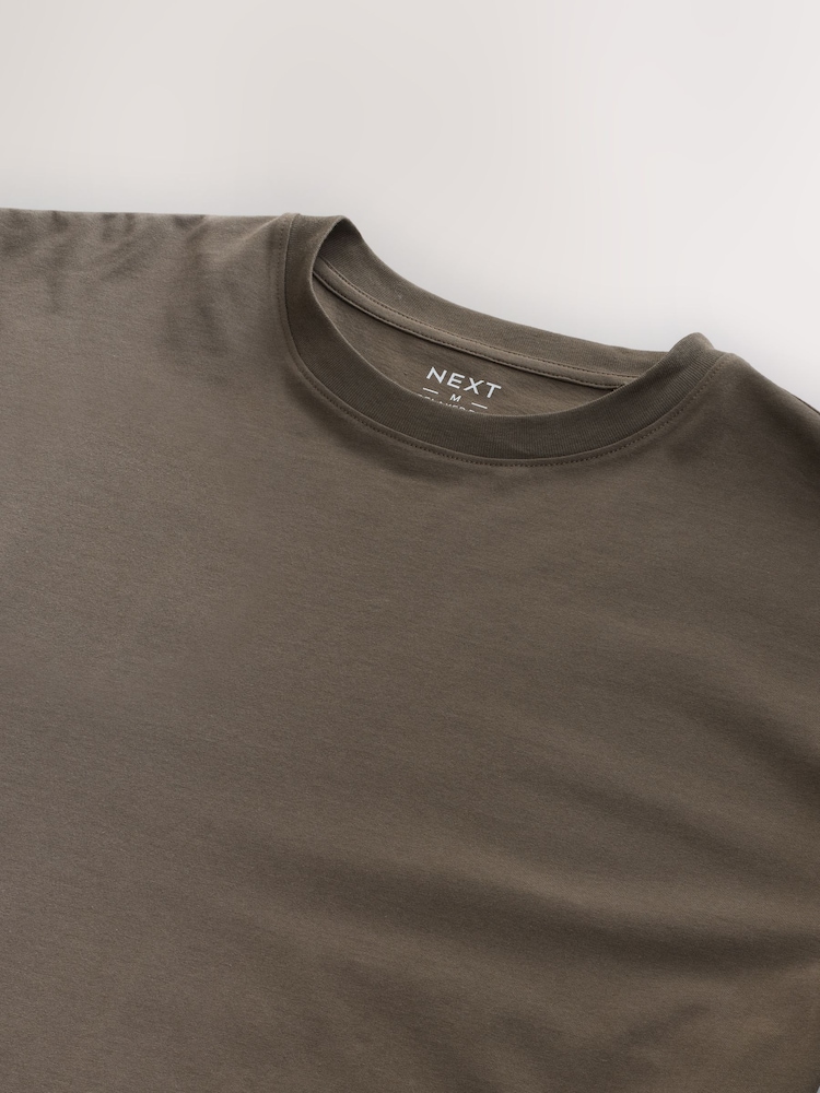 Marron neutre - Coupe ample - T-shirt Essential Col rond en coton - Image 7 of 7