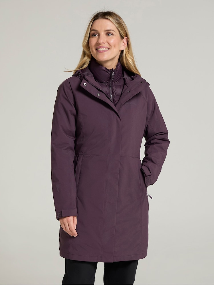 Mountain Warehouse Purple Womens Alaskan 3-In-1 Waterproof Long Jacket - Image 1 of 4
