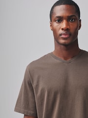 Neutral Brown Regular Fit Essential V-Neck T-Shirt - Image 4 of 7
