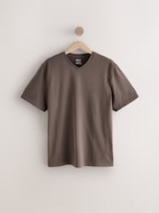 Neutral Brown Regular Fit Essential V-Neck T-Shirt - Image 5 of 7
