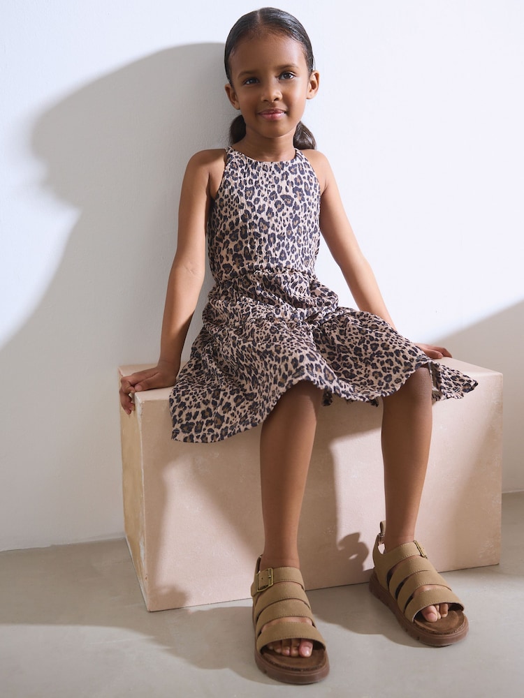 Animal Print Strappy Crinkle Summer Dress (3-16yrs) - Image 2 of 5