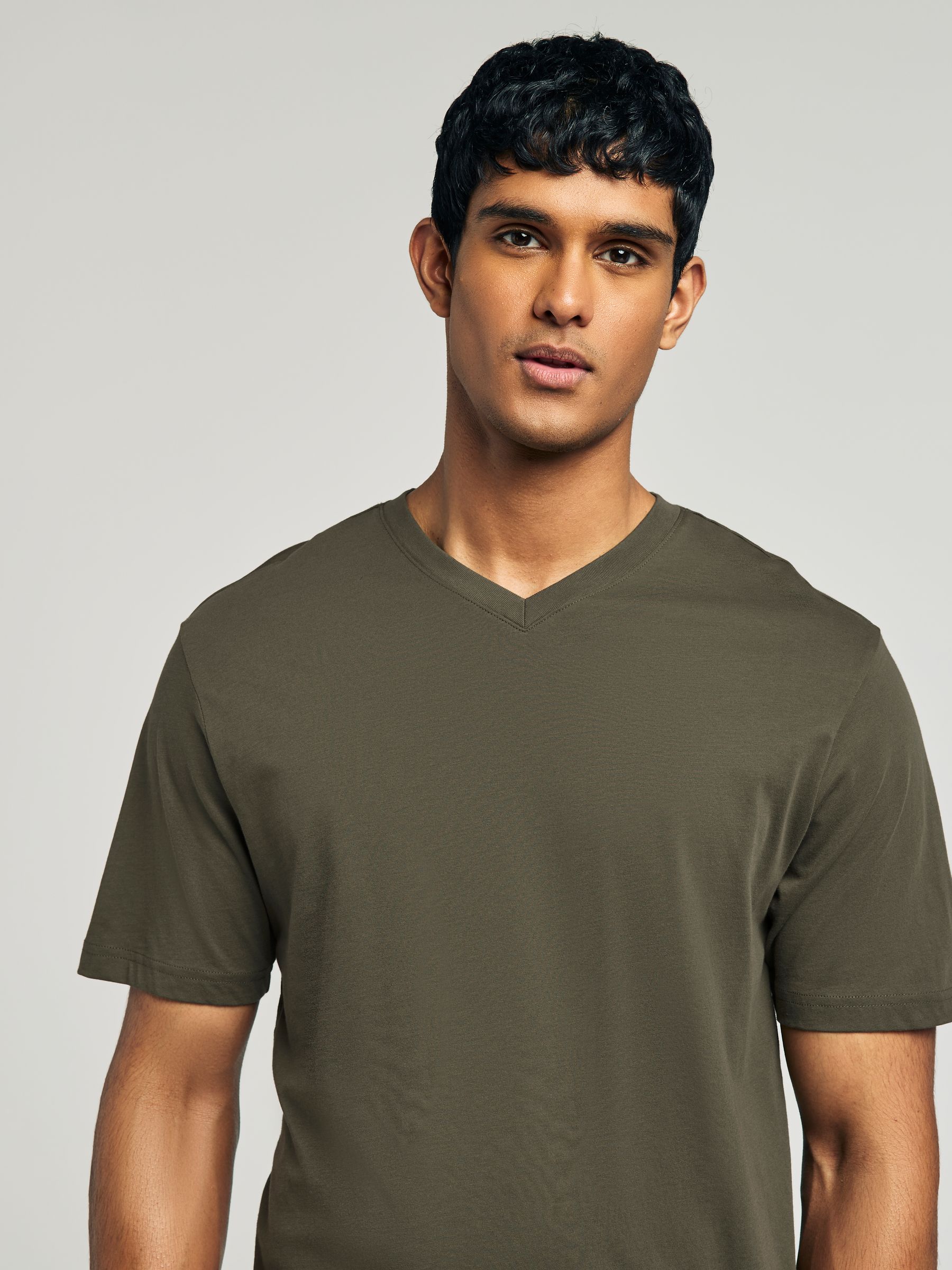 Buy Green Khaki Regular Fit Essential V-Neck T-Shirt from Next USA