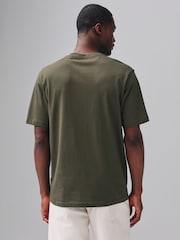 Green Khaki Regular Fit Essential V-Neck T-Shirt - Image 4 of 7