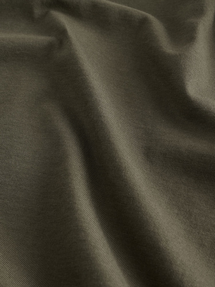 Green Khaki Regular Fit Essential V-Neck T-Shirt - Image 6 of 7