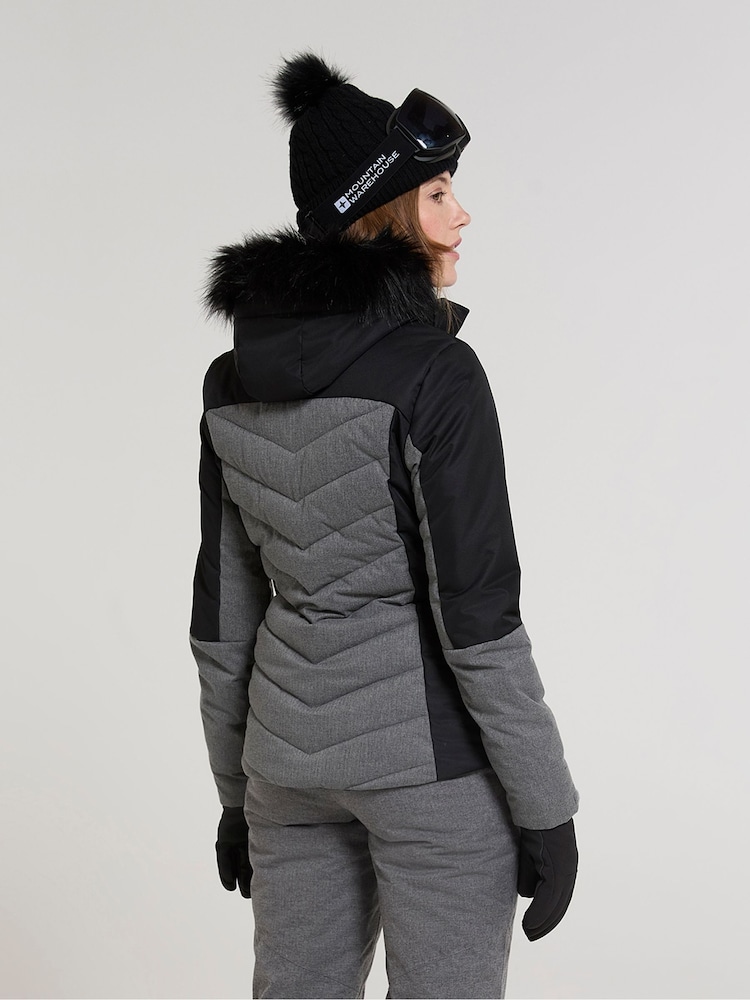 Mountain Warehouse Black Pyrenees II Womens Water Resistant Padded Snow Ski Jacket - Image 2 of 4