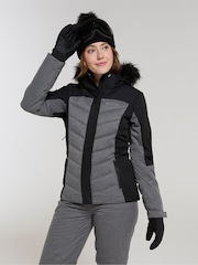 Mountain Warehouse Black Pyrenees II Womens Water Resistant Padded Snow Ski Jacket - Image 4 of 4