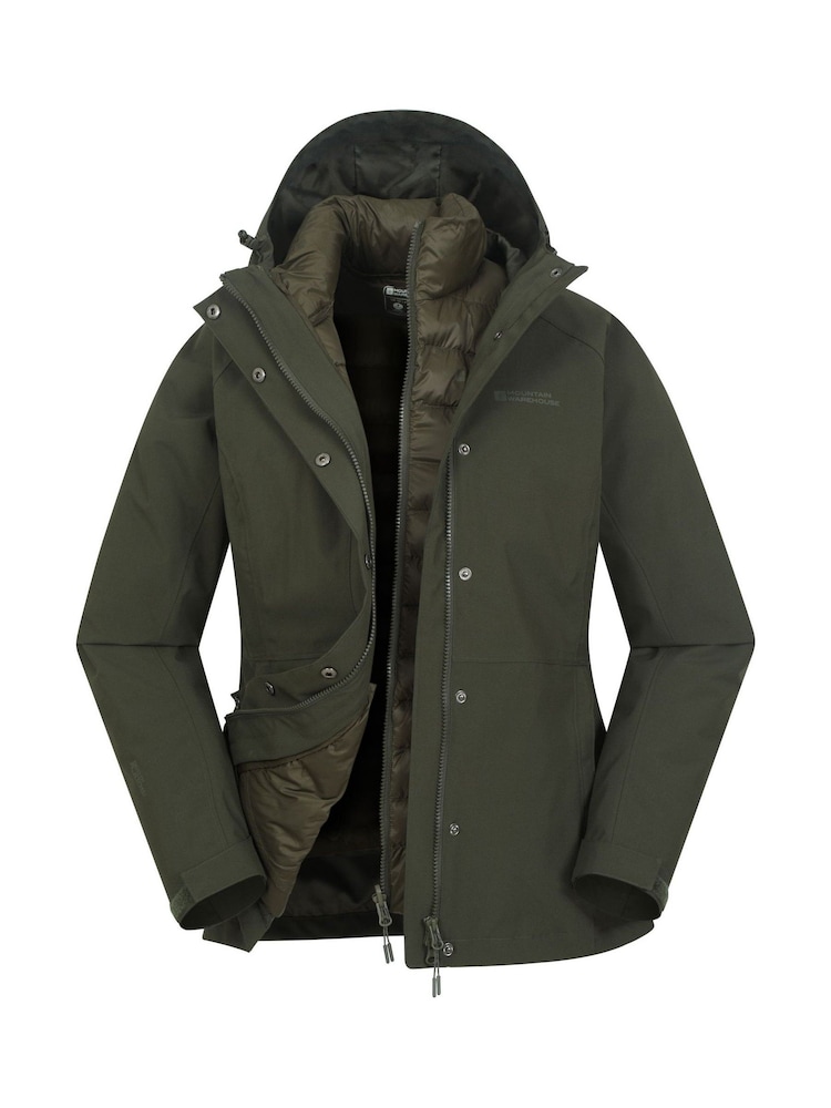 Зеленый - Mountain Warehouse Alaskan Womens 3-in-1 Водонепроницаемая куртка - Изображение 1 из 7