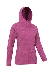 وردي - Mountain Warehouse Womens Lleyn Melange Full Zip Fleece Hoodie - صورة 2 من 5