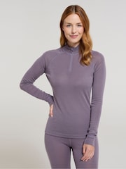 Mountain Warehouse Purple Womens Merino Zip Neck Thermal Top - Image 1 of 9