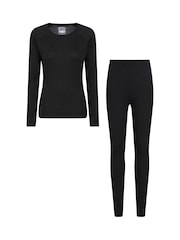 Mountain Warehouse Black Womens Talus Thermal Top & Joggers Set - Image 1 of 11