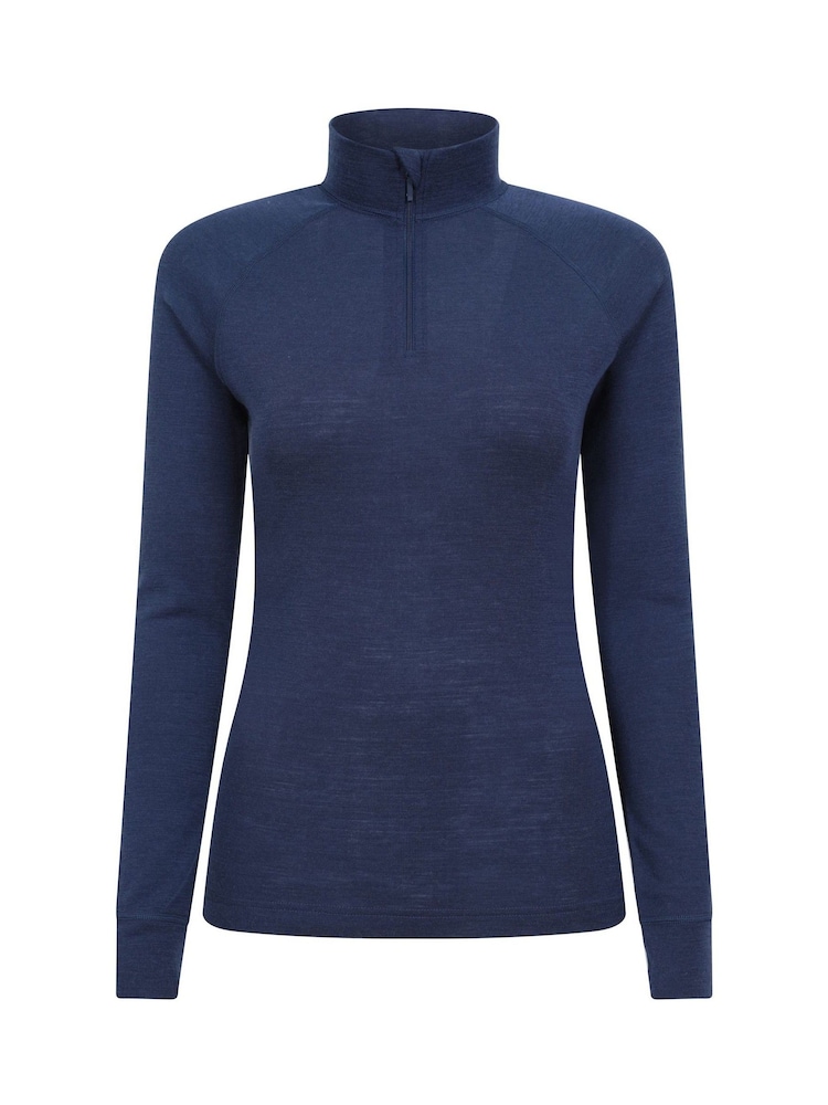 Mountain Warehouse Light Blue Womens Merino Zip Neck Thermal Top - Image 1 of 5