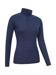 Mountain Warehouse Light Blue Womens Merino Zip Neck Thermal Top - Image 3 of 5