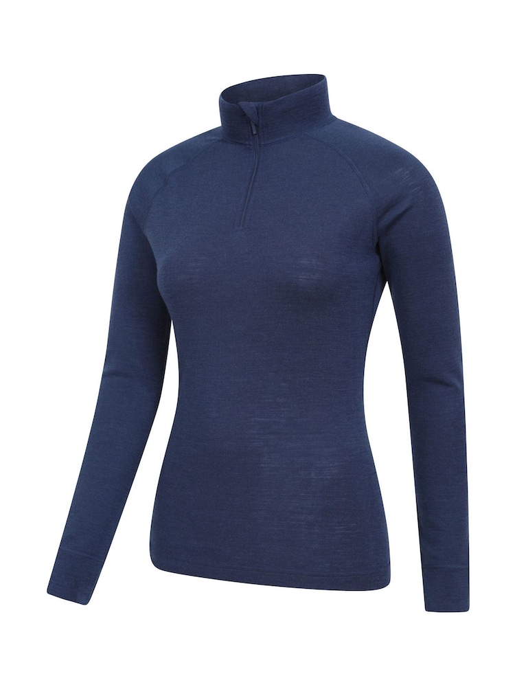 Mountain Warehouse Light Blue Womens Merino Zip Neck Thermal Top - Image 4 of 5