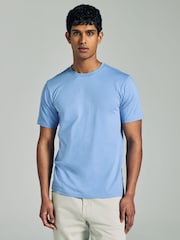 Lichtblauw - Slim Fit - Essentieel katoenen T-shirt met ronde hals - Image 1 of 6