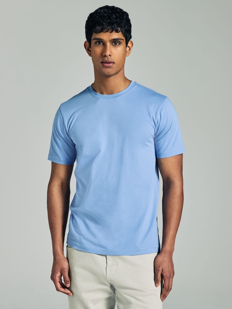 Lichtblauw - Slim Fit - Essentieel katoenen T-shirt met ronde hals - Image 1 of 6