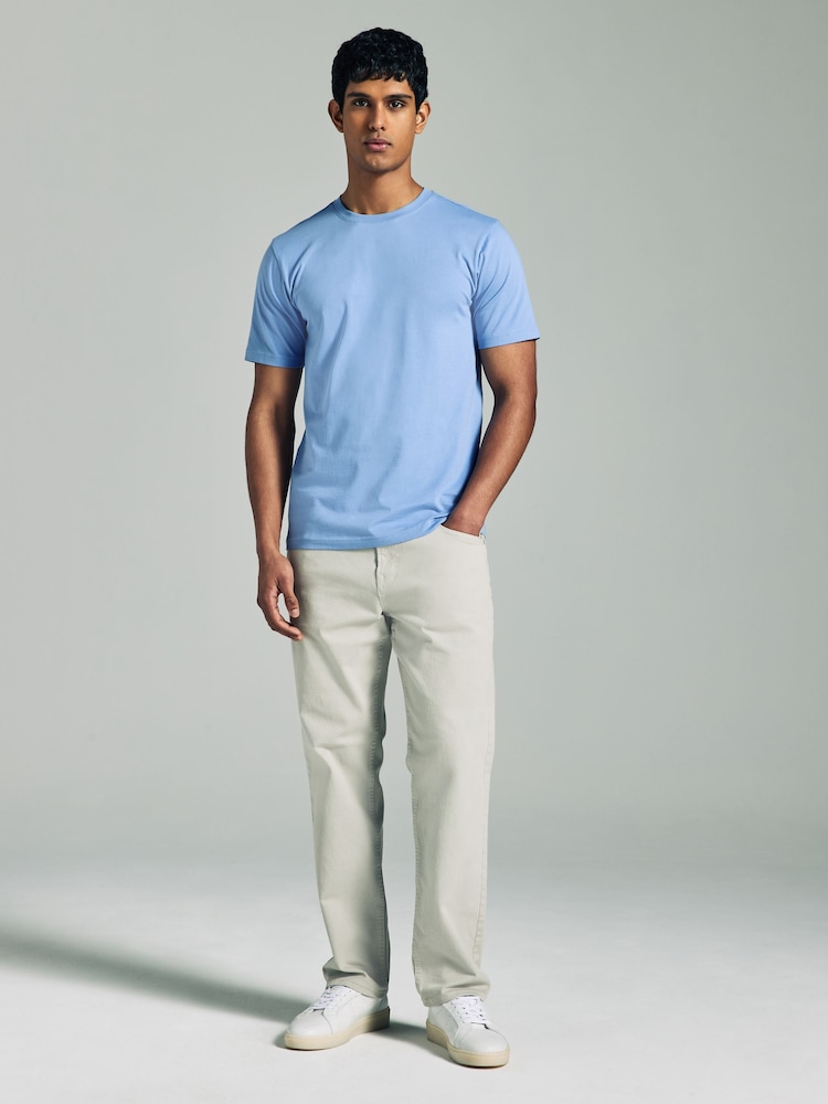 Lichtblauw - Slim Fit - Essentieel katoenen T-shirt met ronde hals - Image 2 of 6