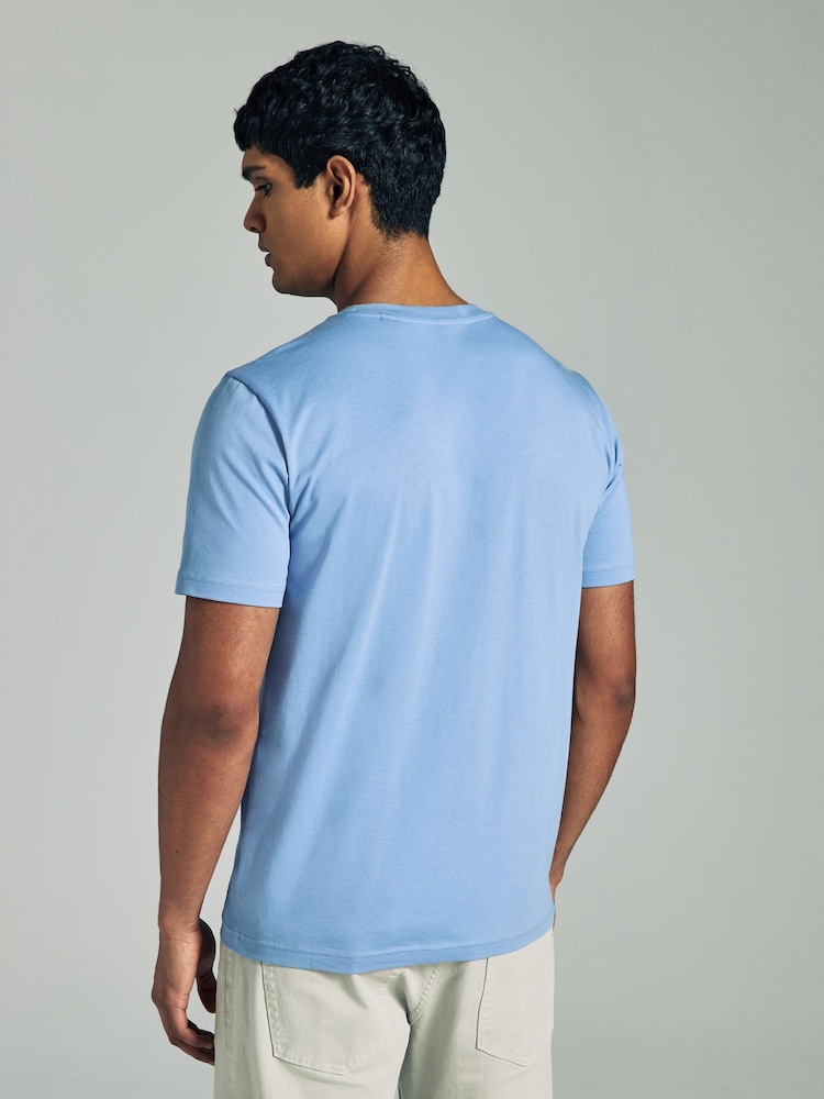 Lichtblauw - Slim Fit - Essentieel katoenen T-shirt met ronde hals - Image 3 of 6