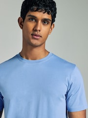 Lichtblauw - Slim Fit - Essentieel katoenen T-shirt met ronde hals - Image 4 of 6