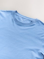 Lichtblauw - Slim Fit - Essentieel katoenen T-shirt met ronde hals - Image 5 of 6
