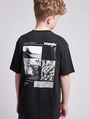 Wrangler Black Boys Photographic 100% Cotton T-Shirt - Image 4 of 8