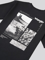 Wrangler Black Boys Photographic 100% Cotton T-Shirt - Image 8 of 8