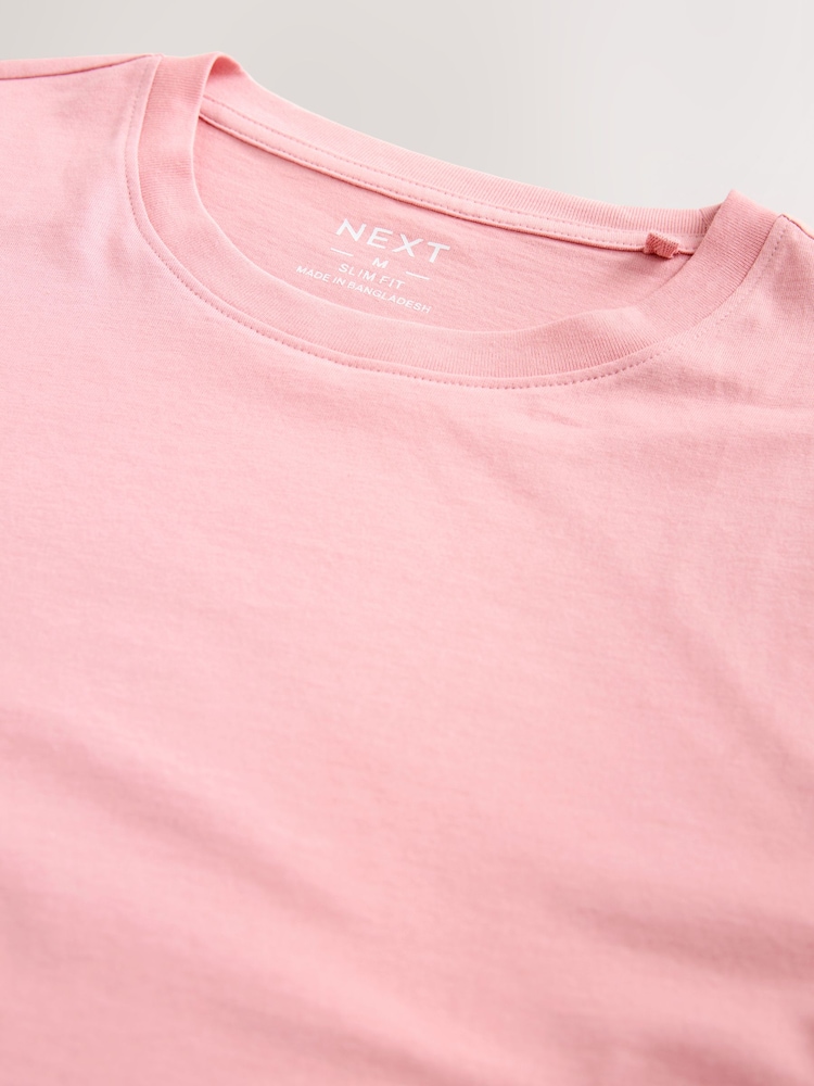 Pink Light Slim Fit Essential Crew Neck Cotton T-Shirt - Image 2 of 3