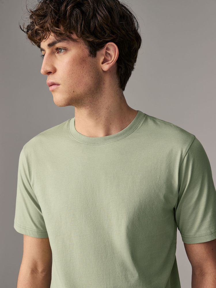 Saliegroen - Slim Fit - Essentieel katoenen T-shirt met ronde hals - Image 4 of 7