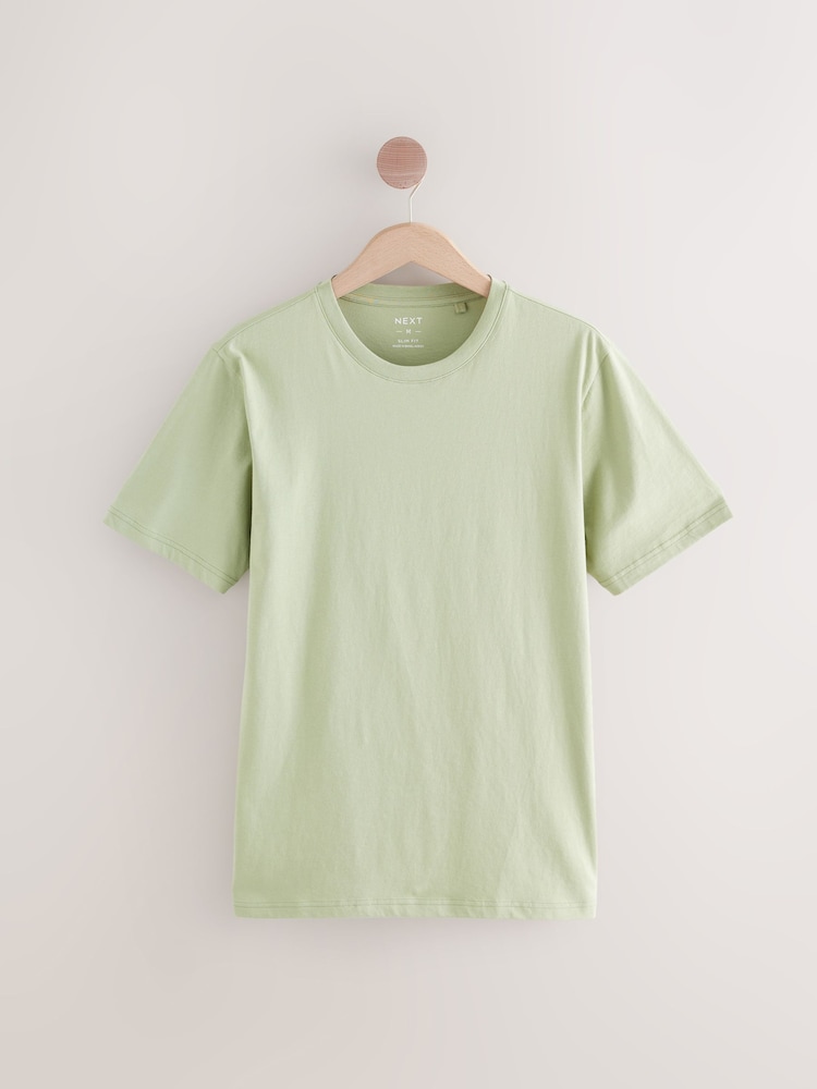 Saliegroen - Slim Fit - Essentieel katoenen T-shirt met ronde hals - Image 5 of 7