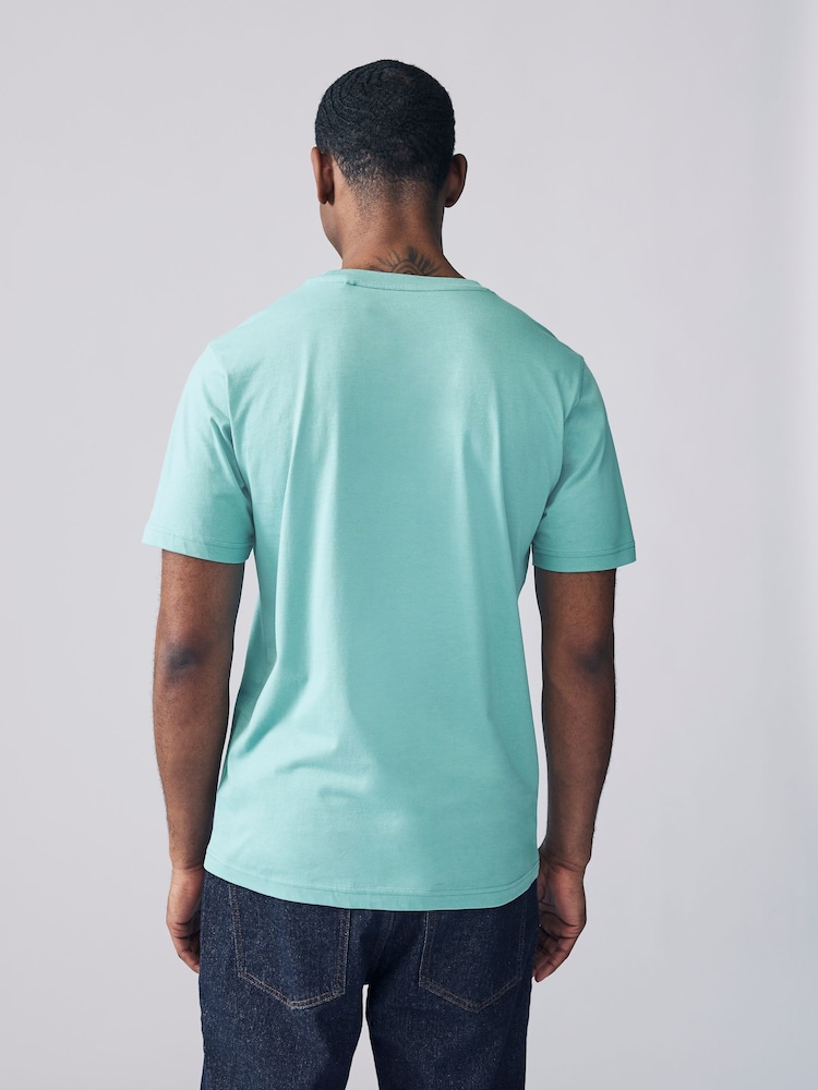 Türkisblau - Schmale Passform - Essential Rundhals-T-Shirt aus Baumwolle - Bild 2 von 6 Türkisblau - Schmale Passform - Essential Rundhals-T-Shirt aus Baumwolle - Bild 2 von 6
