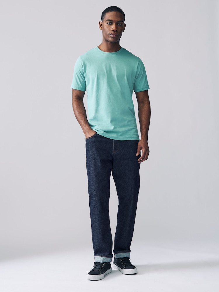 Turquoise/blauw - Slim Fit - Essentieel katoenen T-shirt met ronde hals - Image 3 of 6
