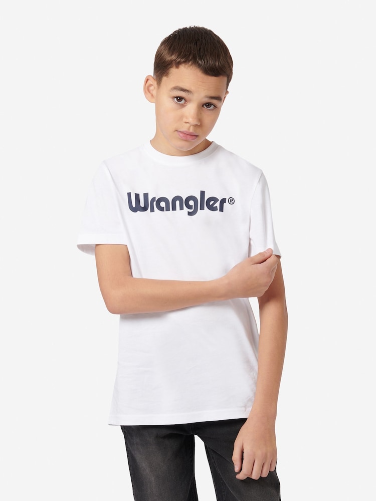 Wrangler White Boys Tubular 100% Cotton T-Shirt - Image 1 of 6