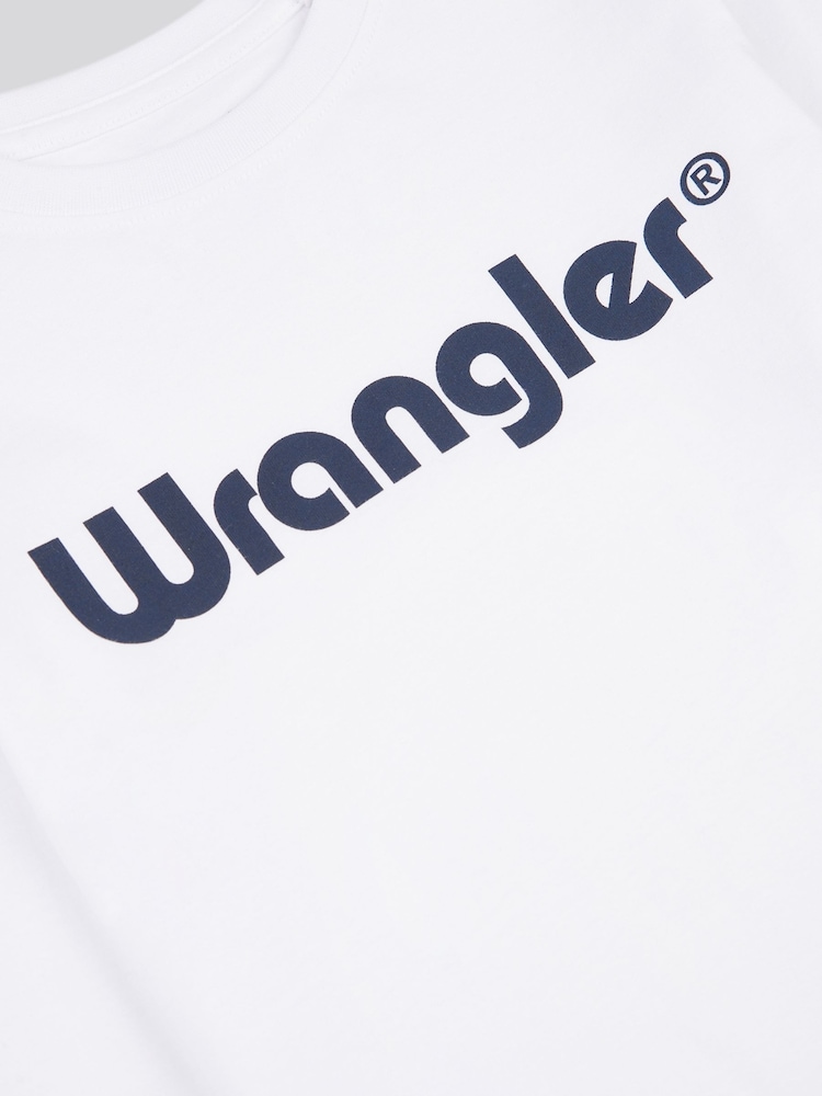 Wrangler White Boys Long Sleeve Tubular 100% Cotton T-Shirt - Image 3 of 3